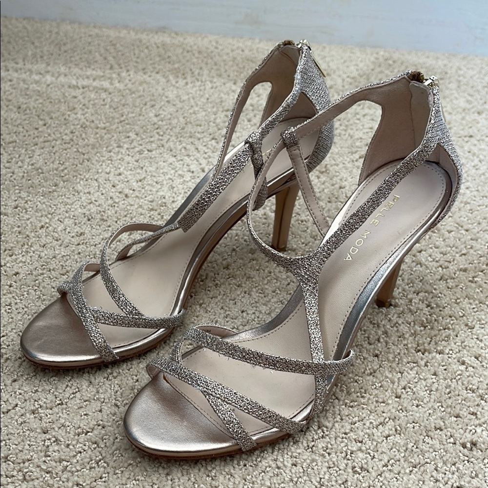 Pelle Moda Champagne Strappy Heels for Formal Occasions - Picture 2 of 9